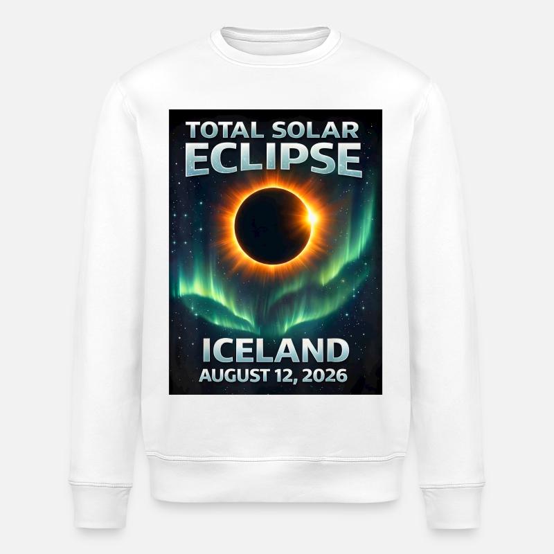 Total Solar Eclipse Iceland 2026 - Stanley/Stella ROLLER Unisex Organic Sweatshirt - white