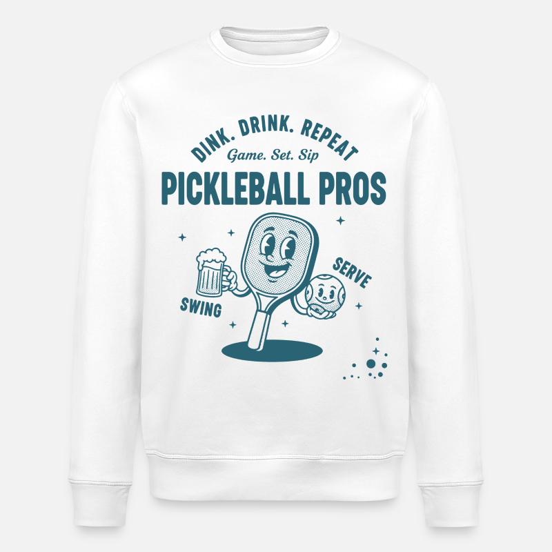 Pickleball Funny Player Dink Drink Repeat Pros - Stanley/Stella ROLLER Unisex Organic Sweatshirt - white