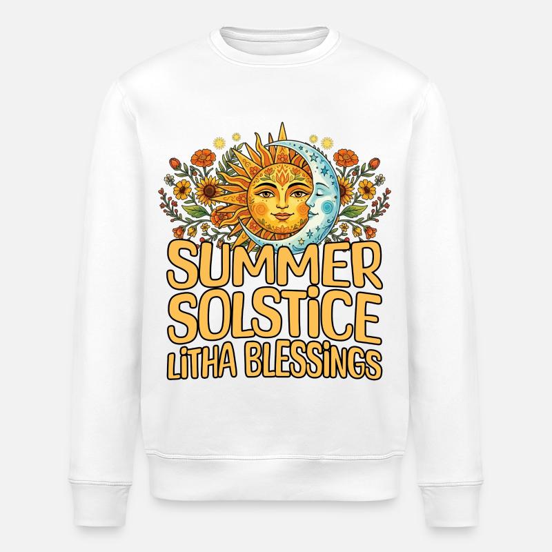 Litha Pagan Summer Solstice Midsummer Midsommar - Stanley/Stella ROLLER Unisex Organic Sweatshirt - white
