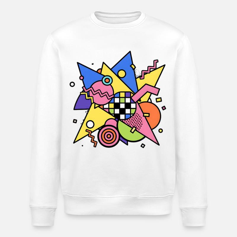 Abstraktes Geometrisches Muster 90s Style - Stanley/Stella Unisex Bio-Sweatshirt ROLLER - Weiß