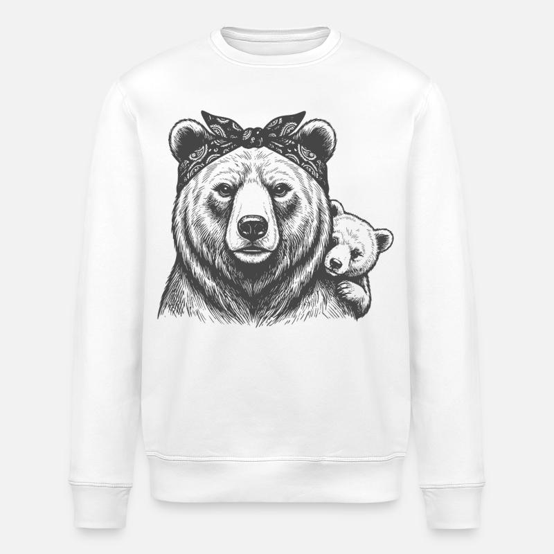Maman Ours avec l’Enfant - Sweat bio ROLLER Stanley/Stella Unisexe - blanc