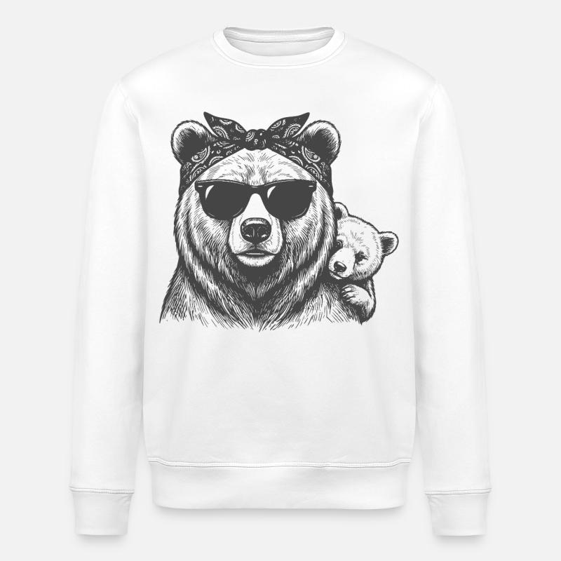 Maman Ours et Bébé - Sweat bio ROLLER Stanley/Stella Unisexe - blanc