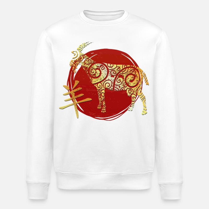 Ziege Chinesisches Tierkreiszeichen Horoskop - Stanley/Stella Unisex Bio-Sweatshirt ROLLER - Weiß