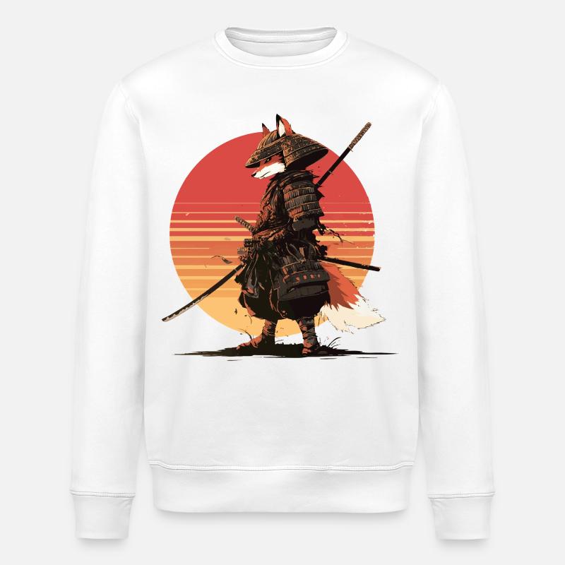 Samurai-Fuchs bei Sonnenuntergang - Stanley/Stella Unisex Bio-Sweatshirt ROLLER - Weiß