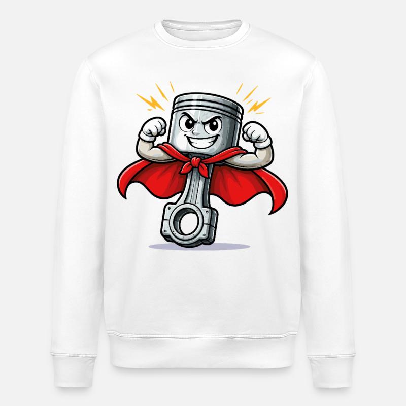 Piston super-héros de mécanicien - Sweat bio ROLLER Stanley/Stella Unisexe - blanc