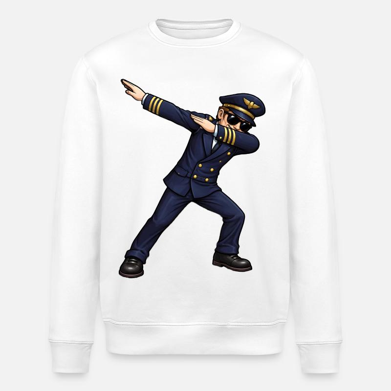 Dabbing Pilot - Stanley/Stella ROLLER Unisex Organic Sweatshirt - white