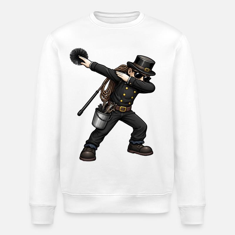 Dabbing Chimney Sweep - Stanley/Stella ROLLER Unisex Organic Sweatshirt - white