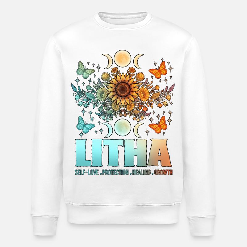 Litha Pagan Summer Solstice Midsummer Midsommar - Stanley/Stella ROLLER Unisex Organic Sweatshirt - white