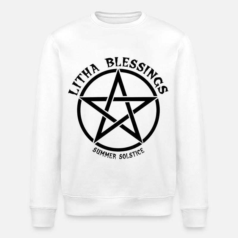Litha Pagan Summer Solstice Midsummer Midsommar - Stanley/Stella ROLLER Unisex Organic Sweatshirt - white