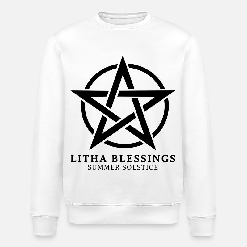 Litha Pagan Summer Solstice Midsummer Midsommar - Stanley/Stella ROLLER Unisex Organic Sweatshirt - white