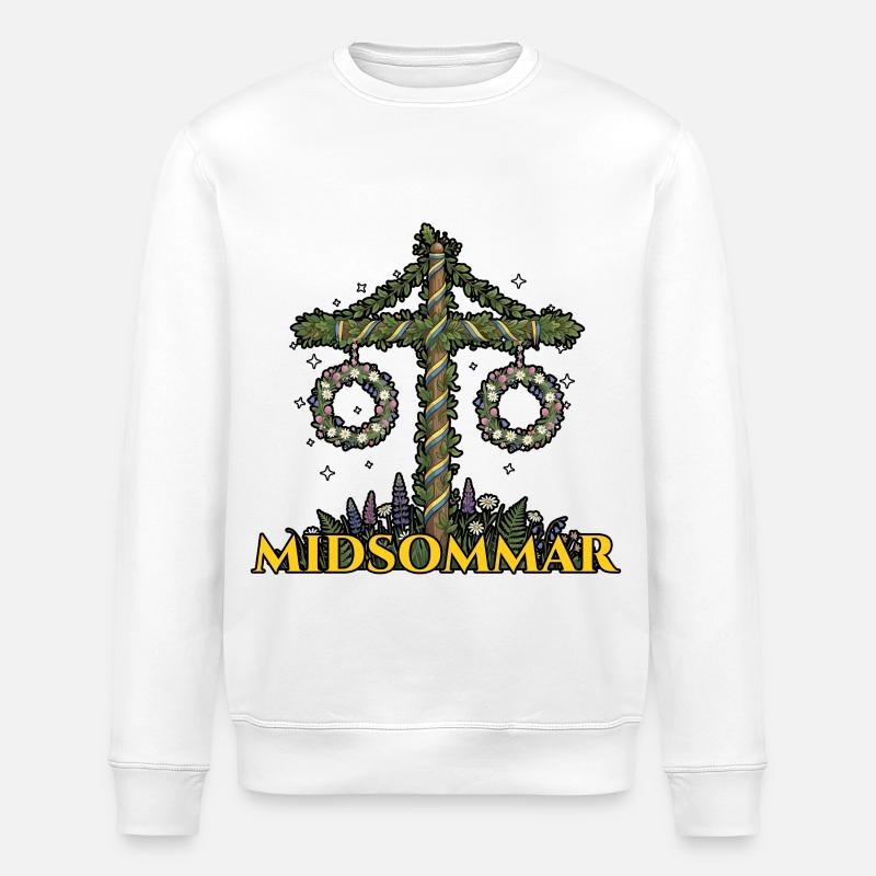 Litha Pagan Summer Solstice Midsummer Midsommar - Stanley/Stella ROLLER Unisex Organic Sweatshirt - white