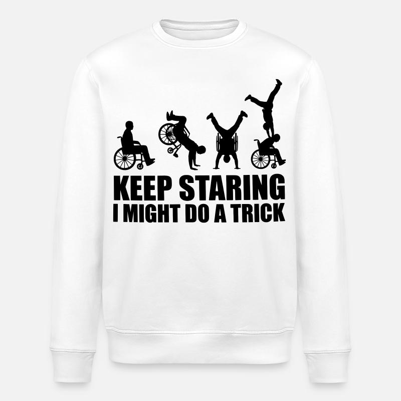 Behalte diesen Rollstuhlfahrer im Auge # - Stanley/Stella Unisex Bio-Sweatshirt ROLLER - Weiß