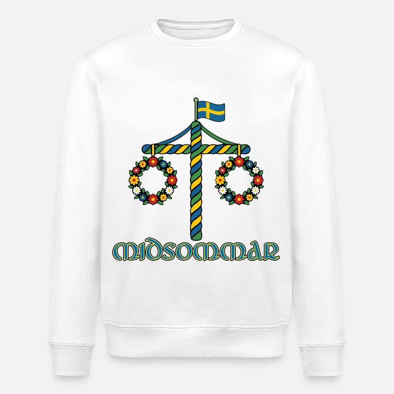 Litha Pagan Summer Solstice Midsummer Midsommar - Stanley/Stella ROLLER Unisex Organic Sweatshirt - white