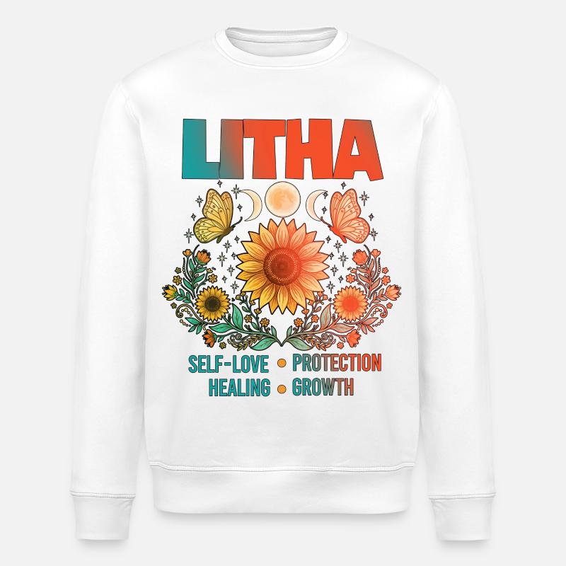Litha Pagan Summer Solstice Midsummer Midsommar - Stanley/Stella ROLLER Unisex Organic Sweatshirt - white