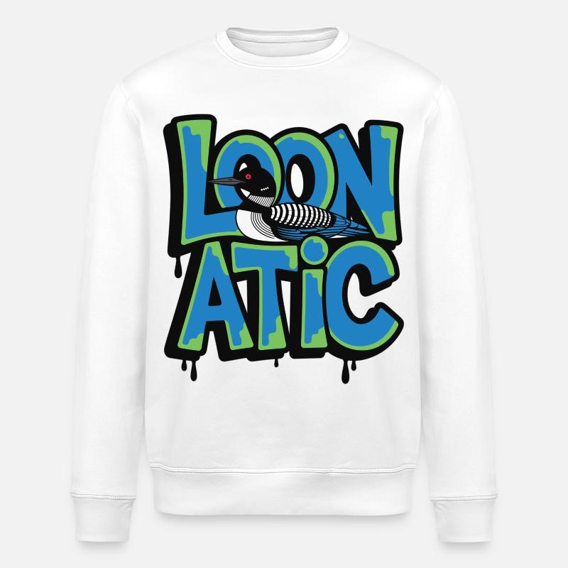 Loonatic Bird Graffiti Style - Stanley/Stella ROLLER Unisex Organic Sweatshirt - white