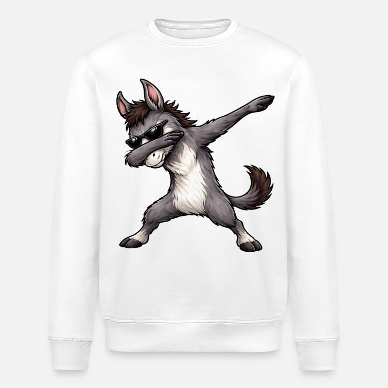 Dabbing Donkey - Stanley/Stella økologisk unisex-sweatshirt ROLLER - hvid