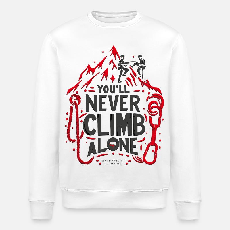 Tu ne grimperas jamais seul - Sweat bio ROLLER Stanley/Stella Unisexe - blanc