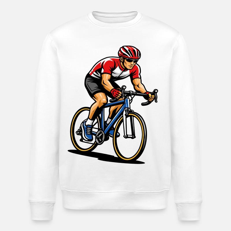 Radfahrer auf Rennrad mit voller Geschwindigkeit - Stanley/Stella Unisex Bio-Sweatshirt ROLLER - Weiß