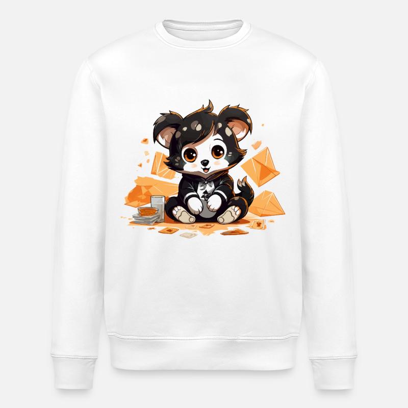 Cuddly panda with a windfall - Stanley/Stella ROLLER Unisex Organic Sweatshirt - white