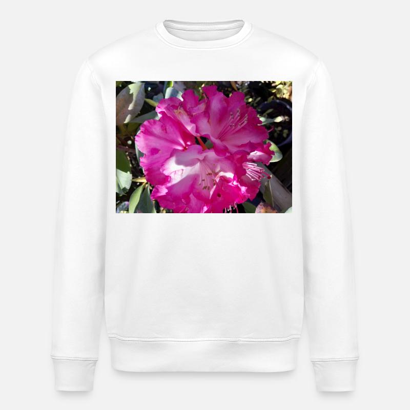 Fuchsia-Azalee in voller Blüte - Stanley/Stella Unisex Bio-Sweatshirt ROLLER - Weiß