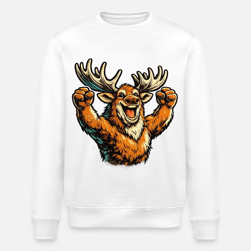 Elch jubelt - Stanley/Stella Unisex Bio-Sweatshirt ROLLER - Weiß