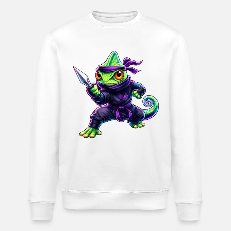 Neon-Chamäleon Ninja Cyberpunk-Tier - Stanley/Stella Unisex Bio-Sweatshirt ROLLER - Weiß