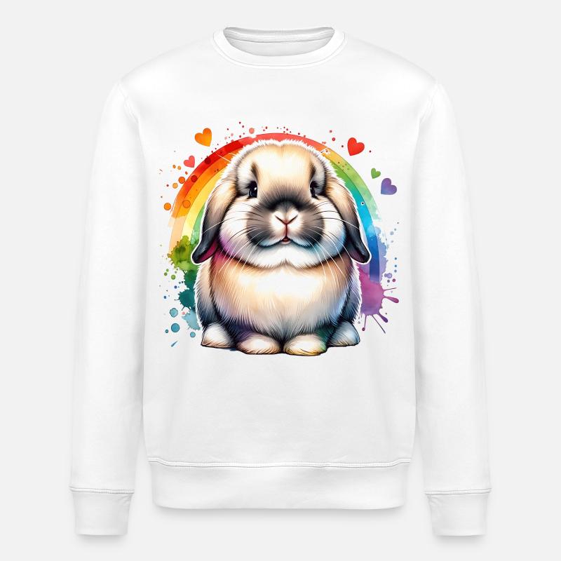 Dwarf Ram Rabbit Gift - Stanley/Stella ROLLER Unisex Organic Sweatshirt - white