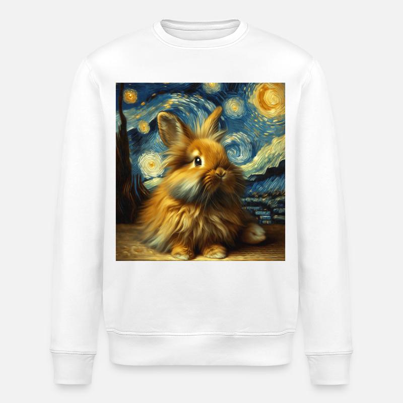 Dwarf Rabbit Starry Night - Stanley/Stella ROLLER Unisex Organic Sweatshirt - white