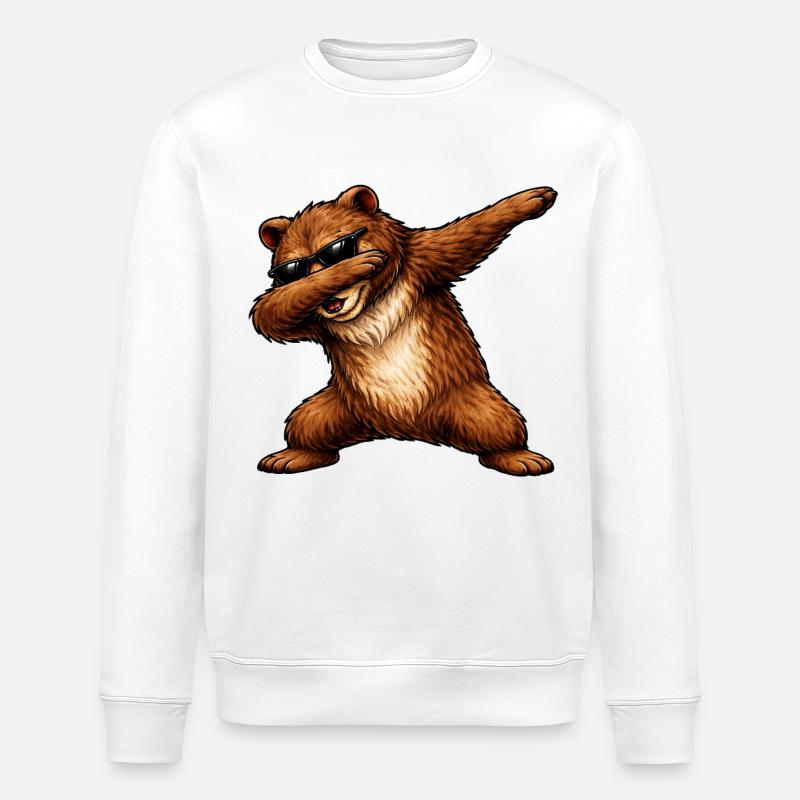 Éponge du grizzli - Sweat bio ROLLER Stanley/Stella Unisexe - blanc