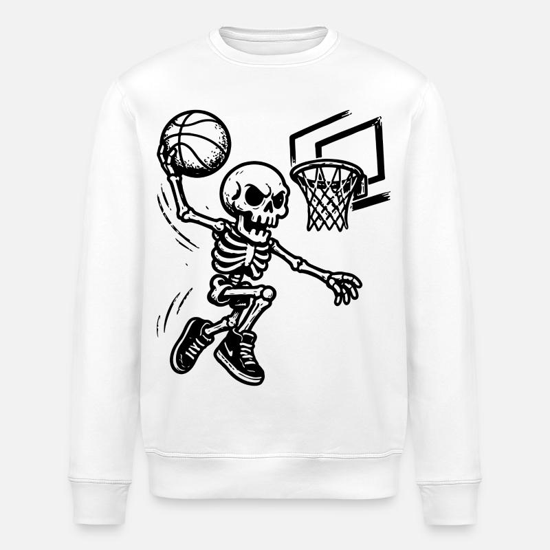 Dunking squelette de basket-ball - Sweat bio ROLLER Stanley/Stella Unisexe - blanc