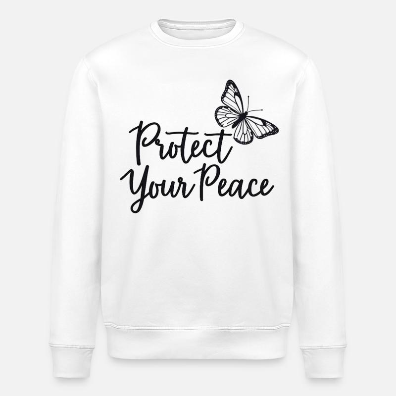 Protect Your Peace Butterfly Inner Peace - Stanley/Stella ROLLER Unisex Organic Sweatshirt - white