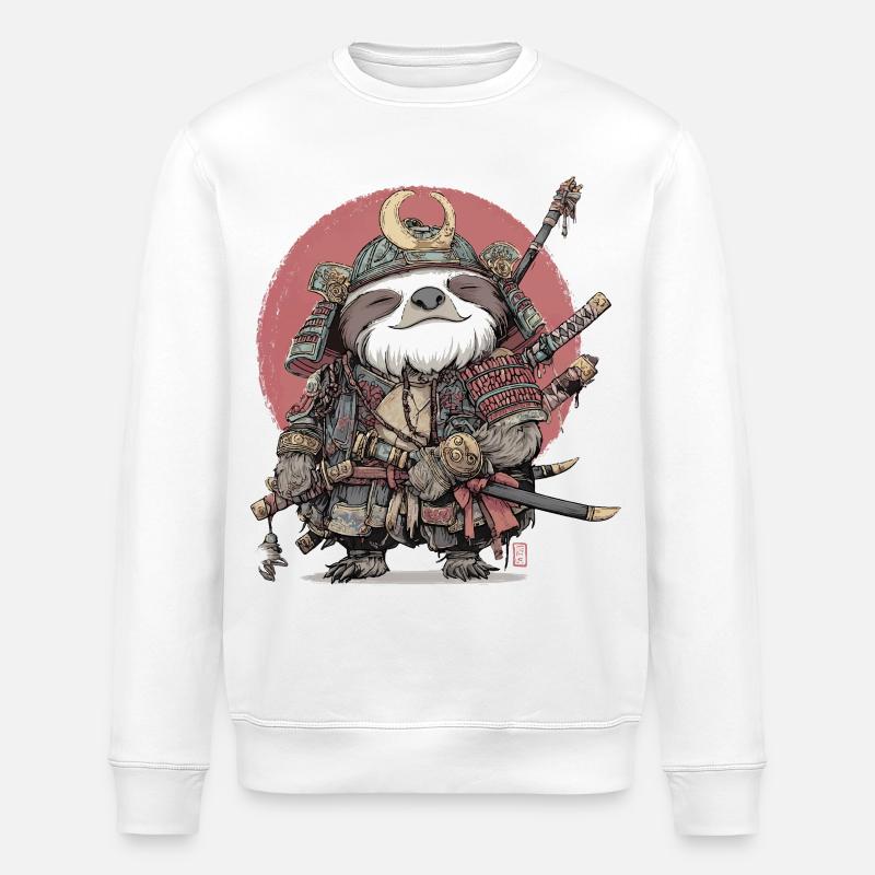 Sloth Samurai Armor - Stanley/Stella ROLLER Unisex Organic Sweatshirt - white