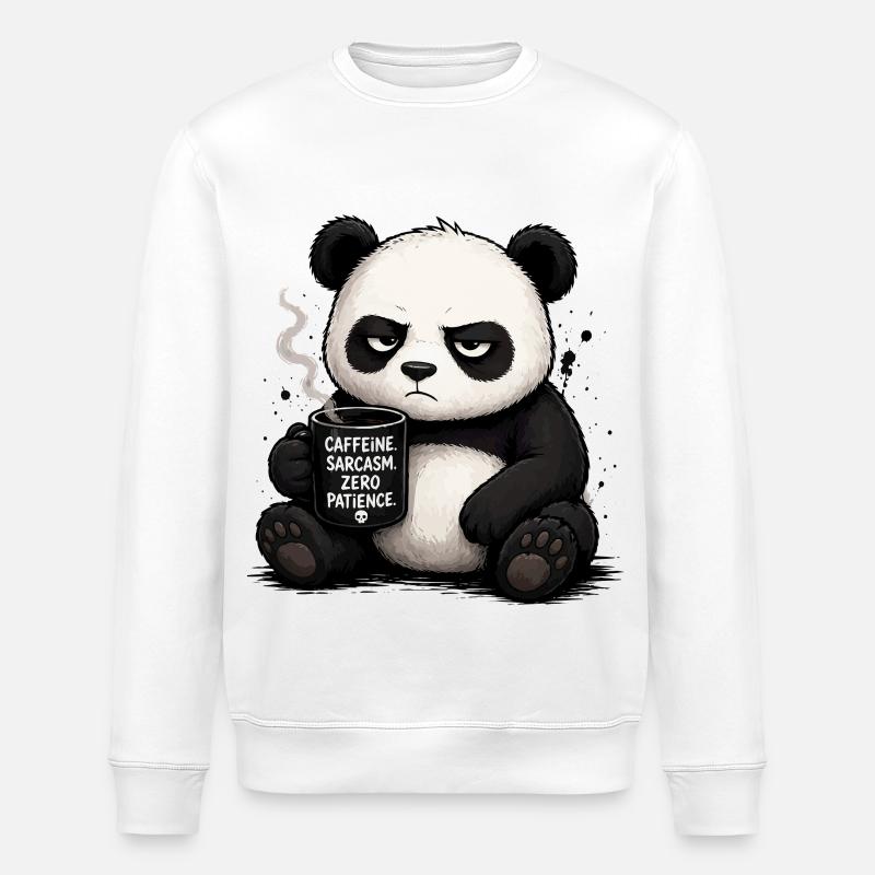 Coffee panda with sarcasm - Stanley/Stella ROLLER Unisex Organic Sweatshirt - white
