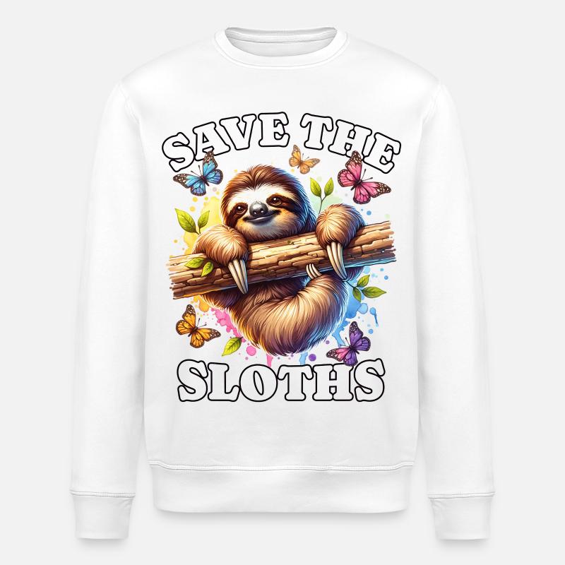 Faultier Save Sloth - Stanley/Stella ROLLER Unisex Organic Sweatshirt - white