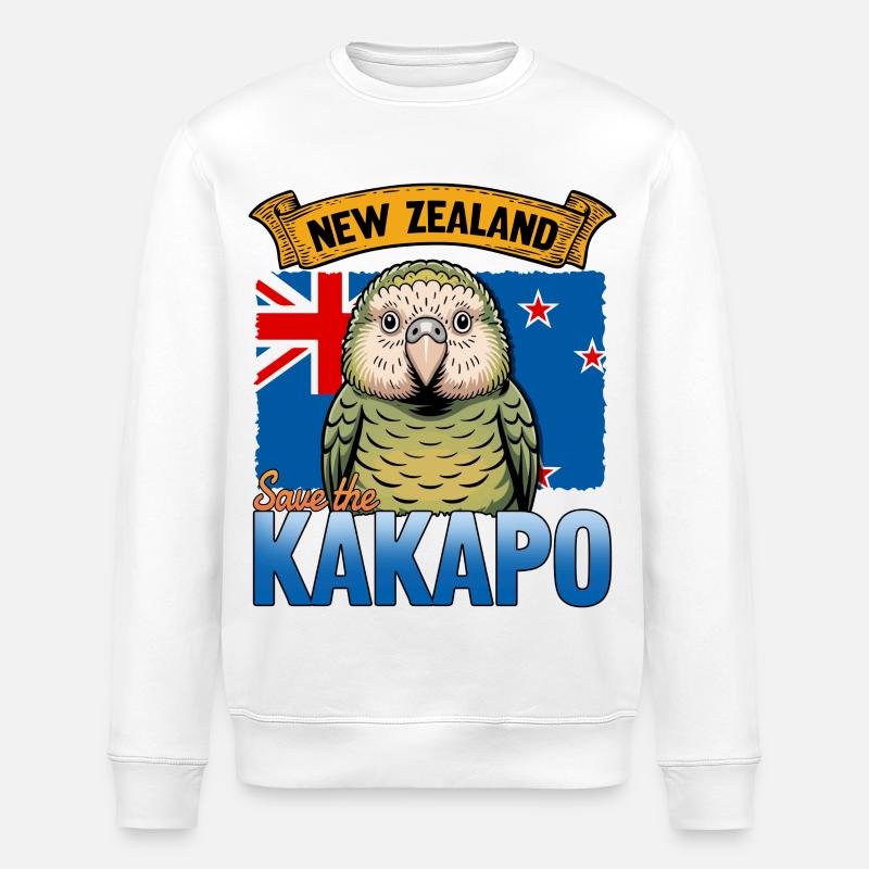 Neuseeland rettet den Kakapo-Papagei - Stanley/Stella Unisex Bio-Sweatshirt ROLLER - Weiß