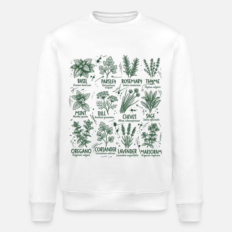 Herbs Botany Kitchen Basil Rosemary - Stanley/Stella ROLLER Unisex Organic Sweatshirt - white
