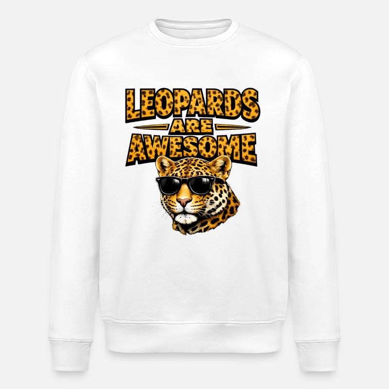 Leopards Are Awesome – Leopard mit Sonnenbrille - Stanley/Stella Unisex Bio-Sweatshirt ROLLER - Weiß