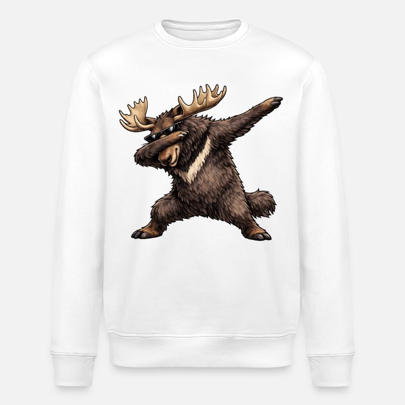 Dabbing Elch - Stanley/Stella Unisex Bio-Sweatshirt ROLLER - Weiß