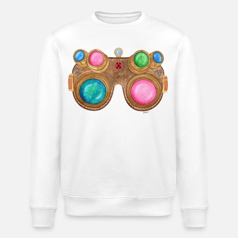 Regenbogen-Steampunk-Brille - Stanley/Stella Unisex Bio-Sweatshirt ROLLER - Weiß