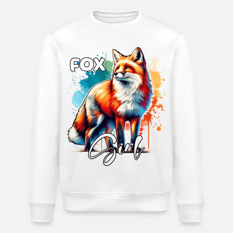 Fox Mädchen Rotfuchs Fuchs - Stanley/Stella Unisex Bio-Sweatshirt ROLLER - Weiß