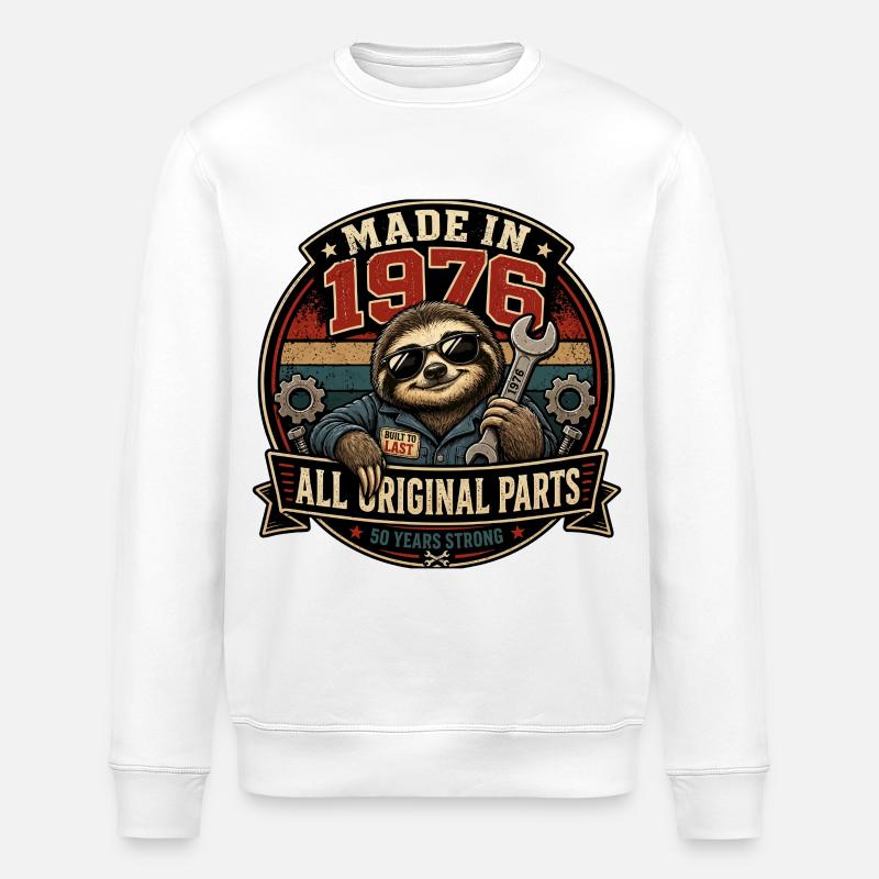 1976 Originalteile Faultier Mechaniker - Stanley/Stella Unisex Bio-Sweatshirt ROLLER - Weiß