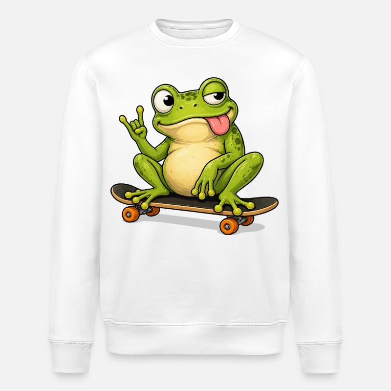 Héros du skateboard Grenouille Verte - Sweat bio ROLLER Stanley/Stella Unisexe - blanc