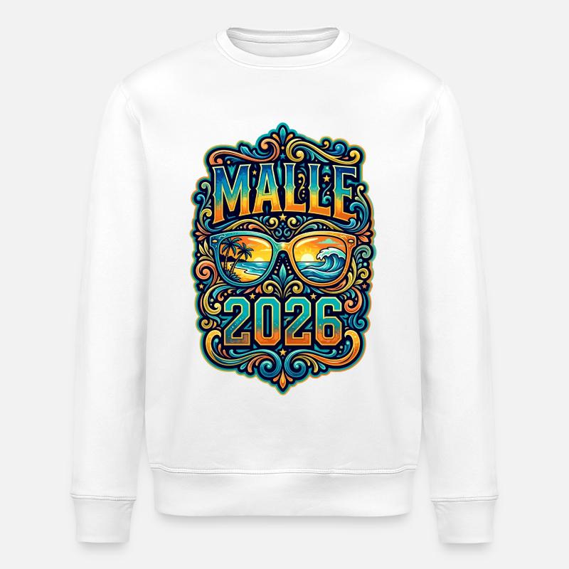Malle 2026 Bunt Mallorca - Stanley/Stella Unisex Bio-Sweatshirt ROLLER - Weiß