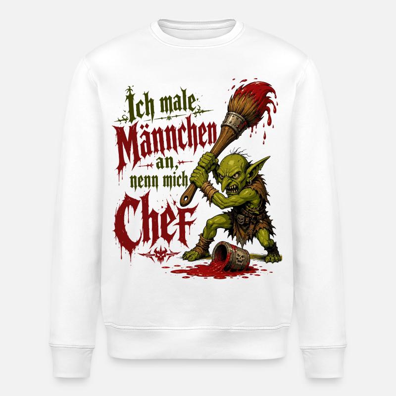 Tabletop Goblin mit Pinsel - Stanley/Stella Unisex Bio-Sweatshirt ROLLER - Weiß