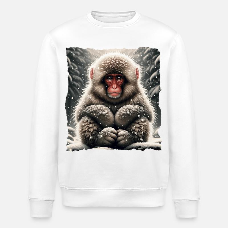 Schneeaffe Snow Monkey - Stanley/Stella Unisex Bio-Sweatshirt ROLLER - Weiß