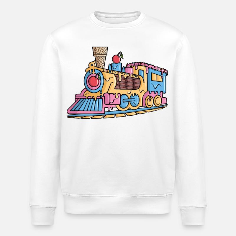 Dampflok Eiscreme Modelleisenbahn Eisenbahn - Stanley/Stella Unisex Bio-Sweatshirt ROLLER - Weiß