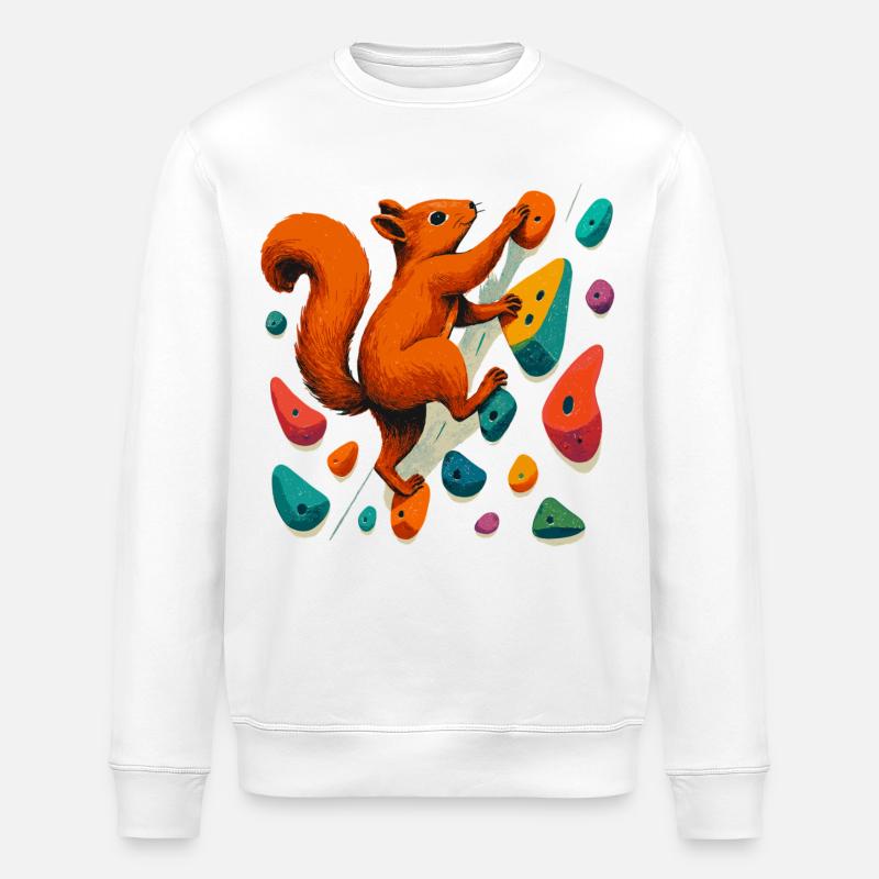 Eichhörnchen am Fels: Motivation & Boulder-Art - Stanley/Stella Unisex Bio-Sweatshirt ROLLER - Weiß