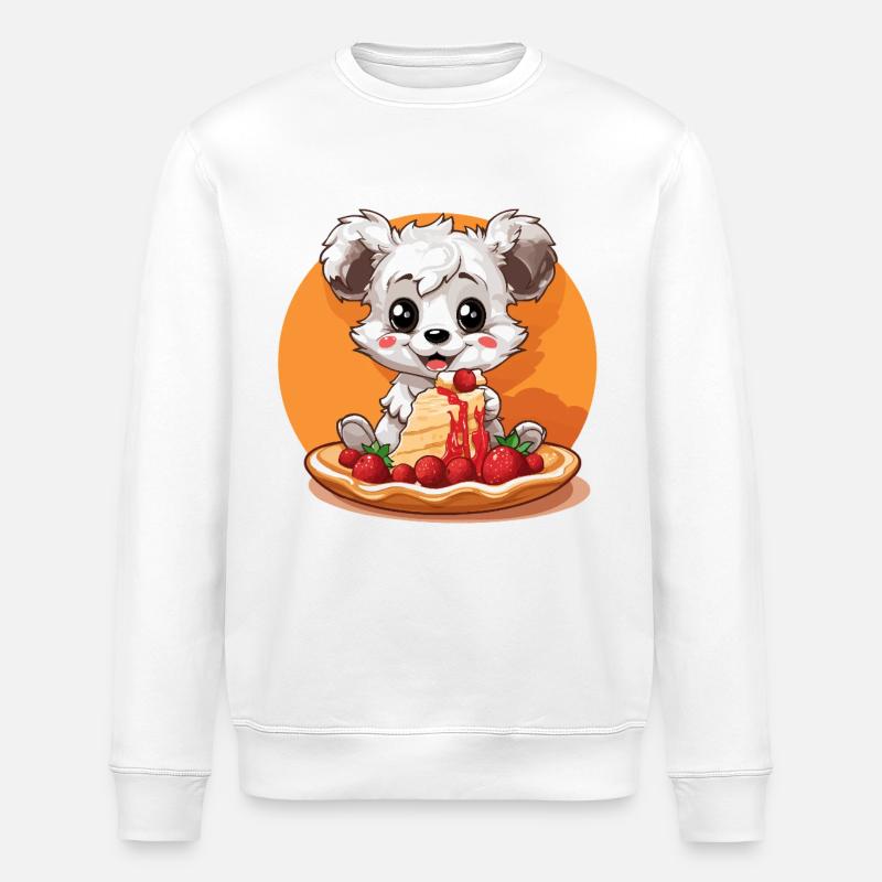 Kawaii Panda mit Pancake-Torte - Stanley/Stella Unisex Bio-Sweatshirt ROLLER - Weiß