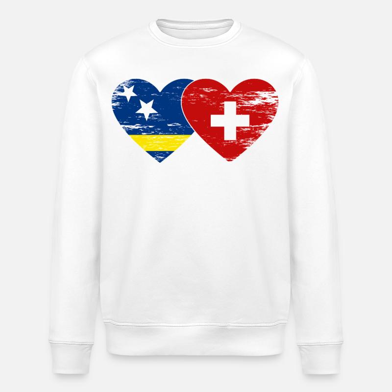 Curacao_Schweiz_Flagge_Herz_used - Stanley/Stella Unisex Bio-Sweatshirt ROLLER - Weiß
