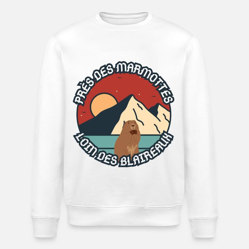 Humor on a groundhog - Stanley/Stella ROLLER Unisex Organic Sweatshirt - white